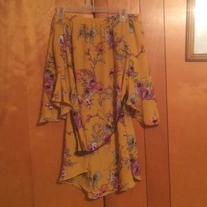 Flower printed  off the shoulder dress